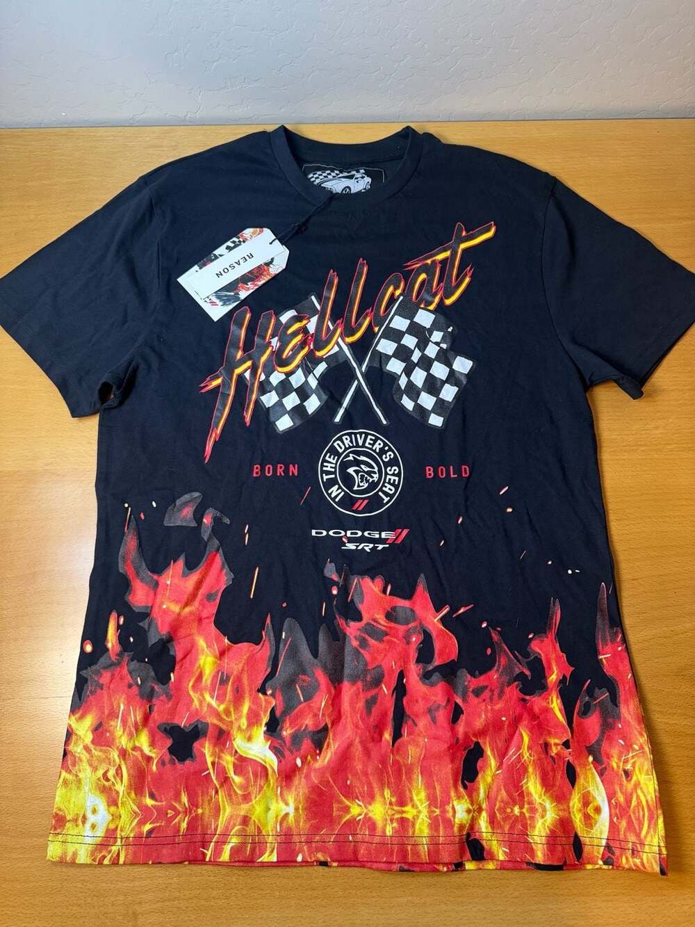 Reason Clothing x Dodge SRT Hellcat Born Bold Flame Graphic T-Shirt